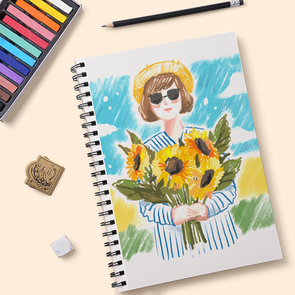 FUUMUUI A4 Spiral Sketchbook – 180° Lay-Flat, Acid-Free Paper for Graphite, Charcoal, Colored & Watercolor Pencils