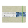 Fuumuui A5 landscape watercolor sketchbook made of 100% cotton with green fabric cover.