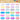 Color swatch chart displaying 24 shimmer and metallic watercolor paint shades with glitter finish.
