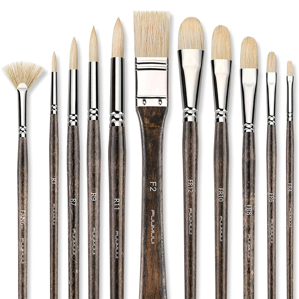 Fuumuui 11pcs  Professional Bristle Oil  Brushes