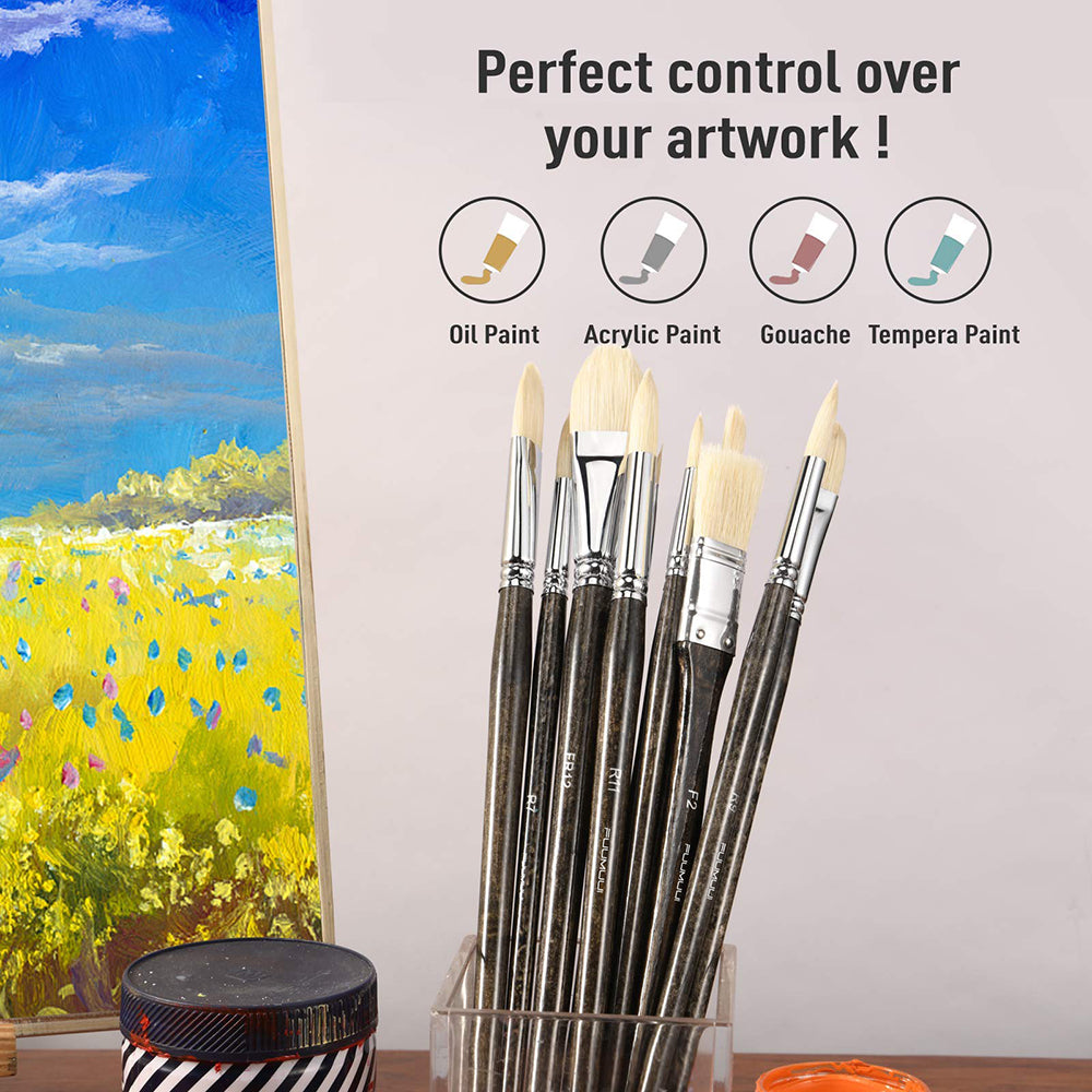 Fuumuui 11pcs  Professional Bristle Oil  Brushes