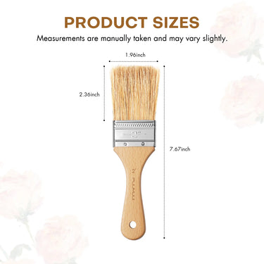 Fuumuui 2 Inch Hog Bristle Paint Brush, Long Bristle Flat Brush for Acrylic, Oil, Gouache, Mural Painting and DIY Crafts