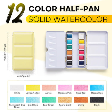 Fuumuui 12 Colors Vibrant Solid Watercolor Paint-Memphis Inspired