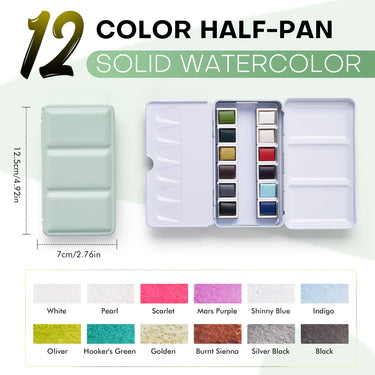 Fuumuui 12 Colors Vibrant Solid Watercolor Paint - Matisse Inspired