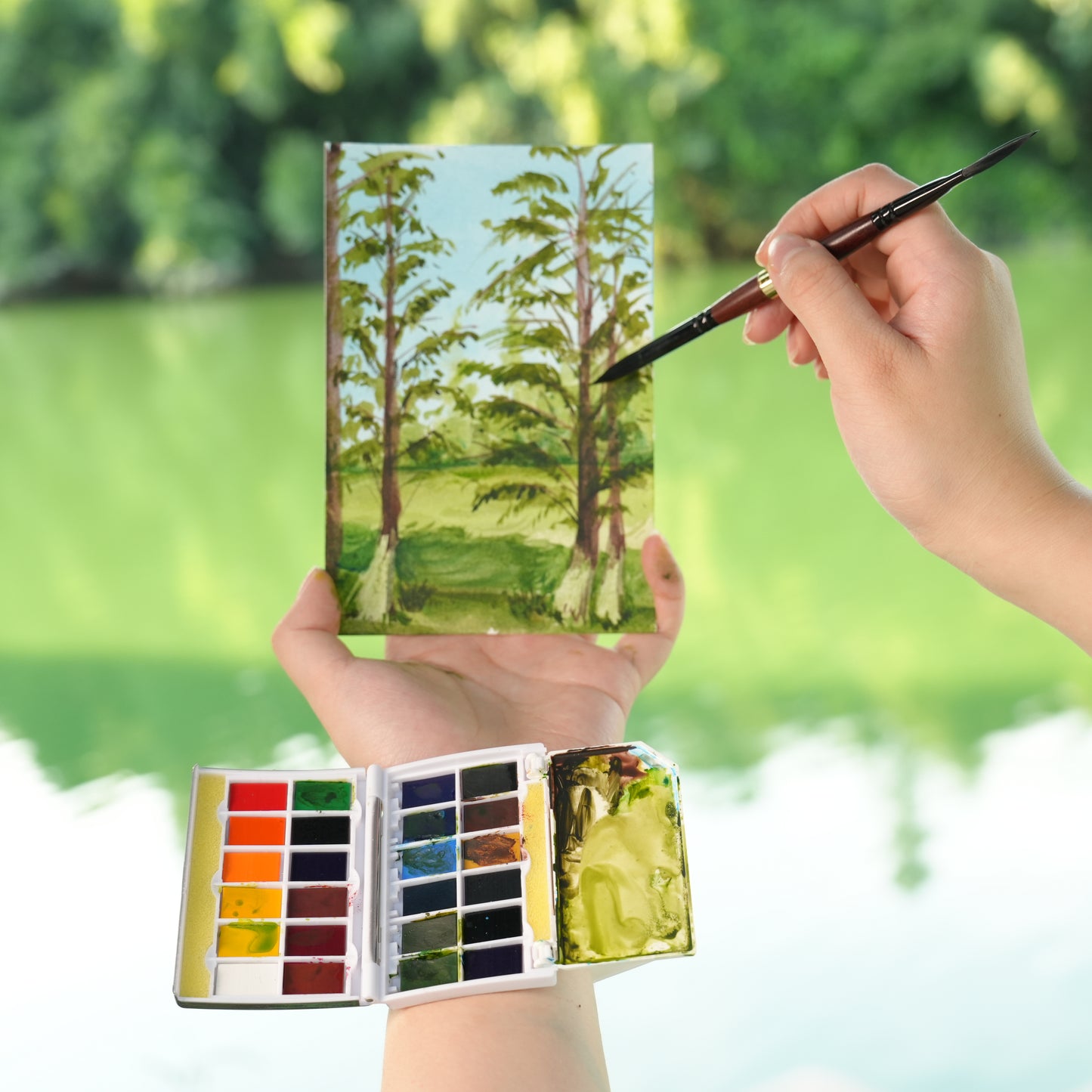 Fuumuui Wearable Watercolor Kit for Travel & Sketching – Paint Anytime, Anywhere