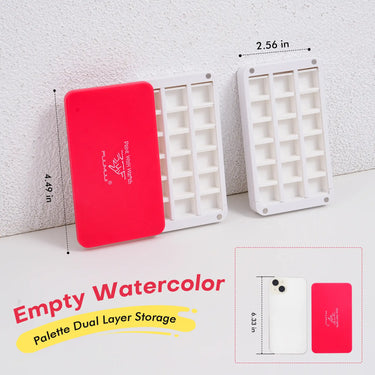 Fuumuui Dual-Layer Watercolor Travel Palette Box with 36-Pan Capacity - Small