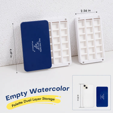 Fuumuui Dual-Layer Watercolor Travel Palette Box with 36-Pan Capacity - Small