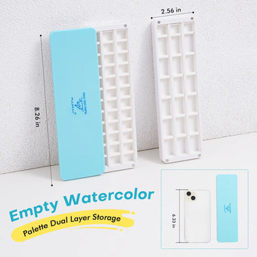 Fuumuui Dual-Layer Watercolor Travel Palette Box with 57-Pan Capacity - Large
