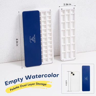 Fuumuui Dual-Layer Watercolor Travel Palette Box with 57-Pan Capacity - Large