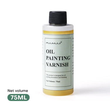 75ml bottle of Fuumuui oil painting gloss varnish for protecting and sealing finished art.