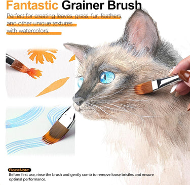 Ensemble de 5 Pinceaux Filbert Grainer Synthétiques Double Couche FUUMUUI pour Aquarelle et Acrylique