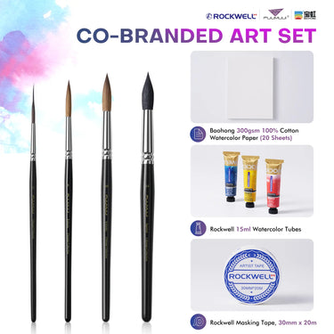 FUUMUUI × ROCKWELL × BAOHONG Watercolor Artist Set – Artist-Designed Brushes, Watercolor Paint & 100% Cotton Paper