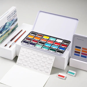 Fuumuui CREAMORA 24-Color Opaque Semi-Solid Watercolor Paint Set | Earthy Color