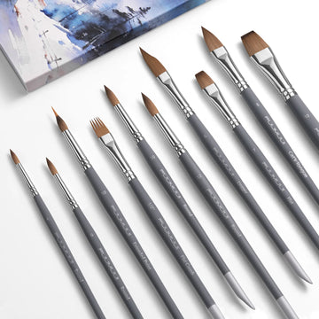 Fuumuui 10PCS Specialty Watercolor Brush Set with Scraper Tail