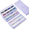 The FUUMUUI 3-Layer Light Purple Magnetic Palette, stacked and open, showcasing its muted paint colors.