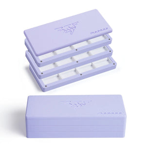 Fuumuui 3-tier light purple magnetic paint palette shown stacked open and fully closed, on a white background.