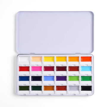 Fuumuui 24-Farben Deckende, Halb-Feste Aquarellfarben Set – Hohe Sättigung, Lebendige Farben