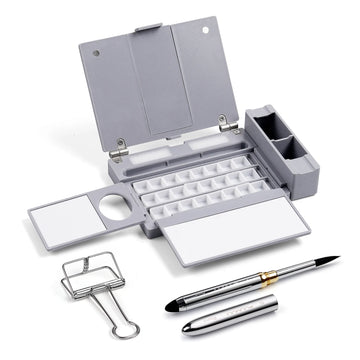Boîte de peinture aquarelle de voyage portable Fuumuui – Compacte et bien organisée, c'est le choix parfait pour les artistes en déplacement.