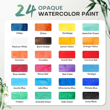 Fuumuui CREAMORA 24-Color Opaque Semi-Solid Watercolor Paint Set | Earthy Color
