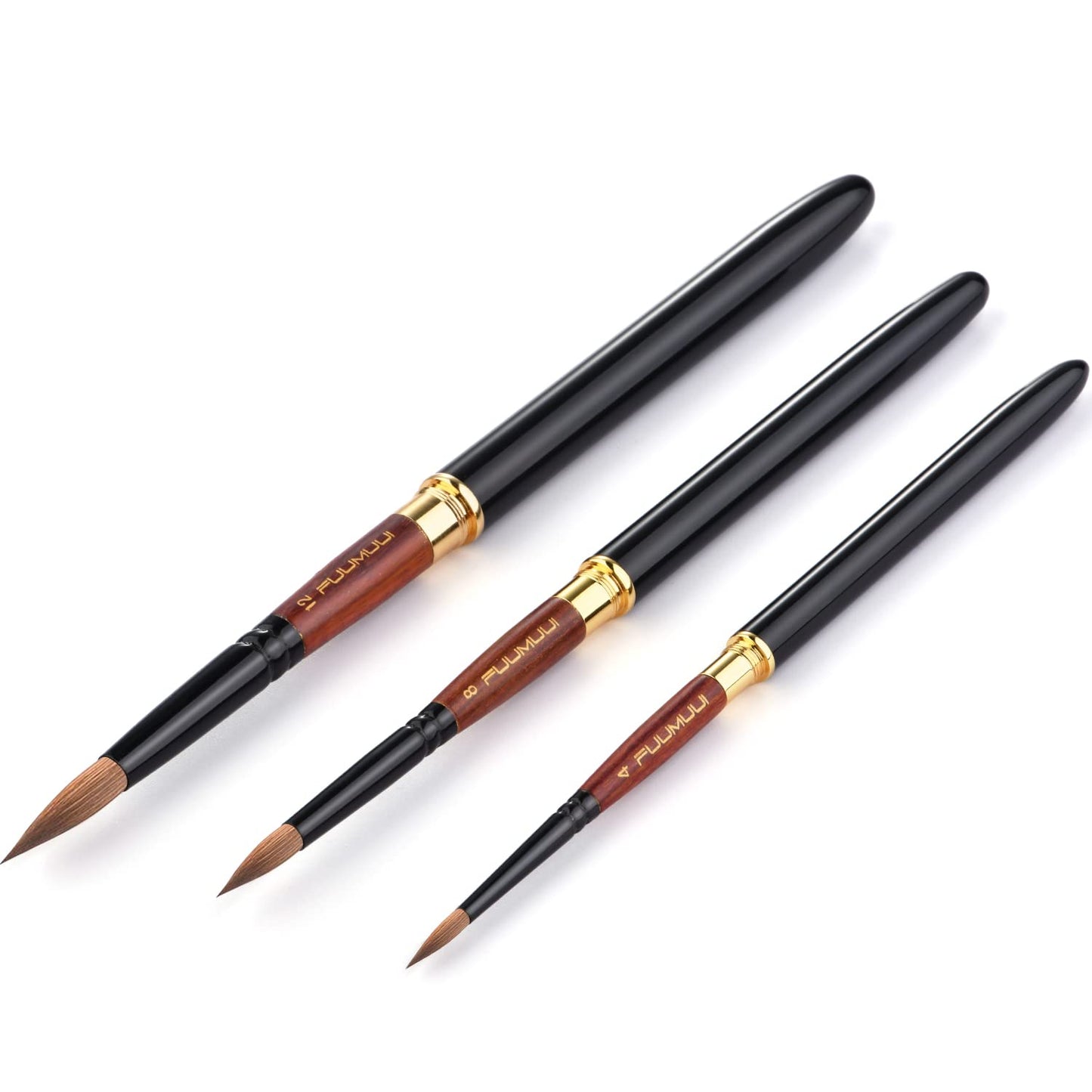 Fuumuui 3pcs Sable Travel Watercolor Brushes