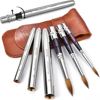 Fuumuui 3pcs Portable Retractable Round Sable Watercolor Brushes