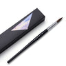 Single Fuumuui natural sable round watercolor brush size 12 laid next to its black presentation box.