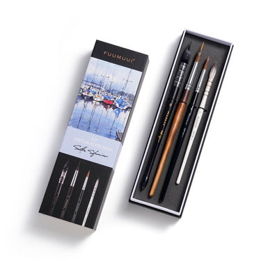 Fuumuui & Svetlin Sofroniev Ensemble de 4 pinceaux aquarelle professionnels pour artistes