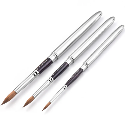 Fuumuui 3pcs Sable Travel Watercolor Brushes