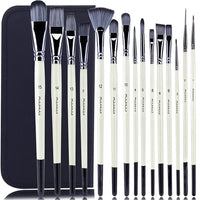 25pcs Paint Brush Set, Fuumuui Acrylic Paint Brushes, Professional Artist Series With Wide Flat, Filbert, Fan, Dagger, Cat Tongue, Round, Angle, Rigger For Oil, Acrylic Canvas Paintings, Face Painting | PH