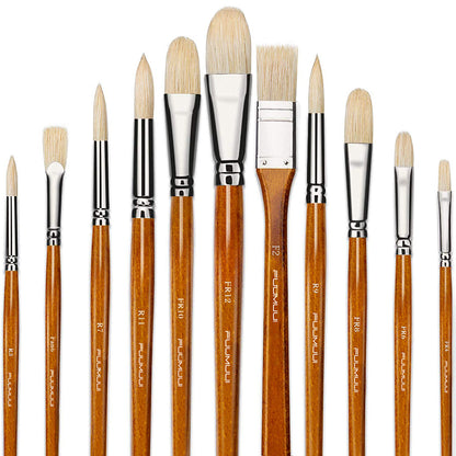 Fuumuui 11pcs  Professional Bristle Oil  Brushes