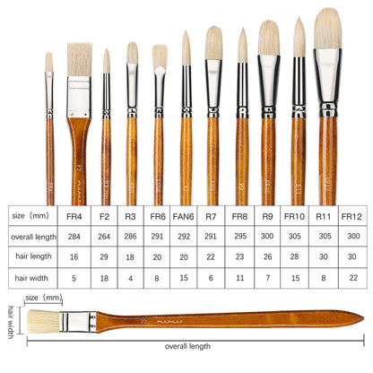 Fuumuui 11pcs  Professional Bristle Oil  Brushes