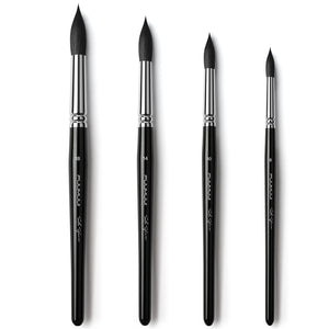 Fuumuui The Ultimate Squirrel Collection watercolor brush set of 4, featuring sizes 18, 14, 10, and 8, designed for softness, flow, and effortless blending.