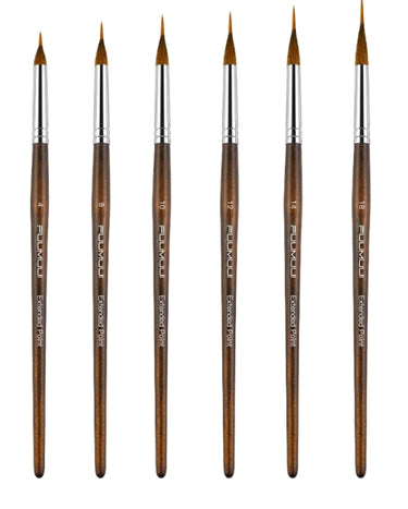 Pinceaux aquarelle professionnels Fuumuui en martre zibeline à pointes allongées, tailles individuelles 4, 8, 10, 12, 14, 18