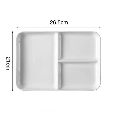 Fuumuui Ceramic Artist Paint Palette, white rectangular design with three mixing wells, 26.5cm x 21cm.