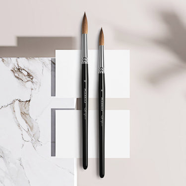 Fuumuui Kolinsky Naturhaarpinsel, Einzelgrößen 10 und 8, für Präzision, Sprungkraft und Kontrolle.