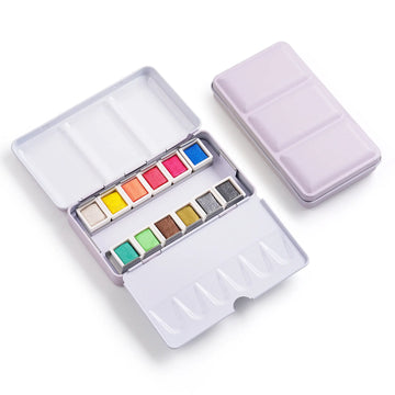Fuumuui 12 Colors Vibrant Solid Watercolor Paint - Luminous Metallic