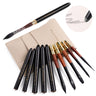 Fuumuui 6pcs high-grade pure squirrel hair travel watercolor brush set with black caps, wooden handles, and a portable carrying case.