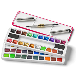 Fuumuui Magnetic Dual-Layer Watercolor Paint with 50 Colors, 3-in-1 Brush