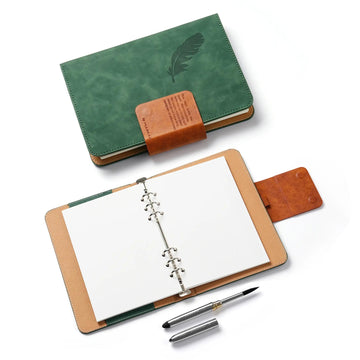 Fuumuui Suede Leather Watercolor Loose-Leaf Sketchbook with A Round Travel Brush