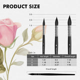 Tabella delle dimensioni del set di 3 pennelli per acquerello Fuumuui con pennelli in pelo di scoiattolo sintetico di alta qualit¨¤ nelle misure n. 2, n. 6 e n. 8, con misurazioni dettagliate per lunghezza, diametro e lunghezza complessiva dei peli per Fuumuui Art Supplies.