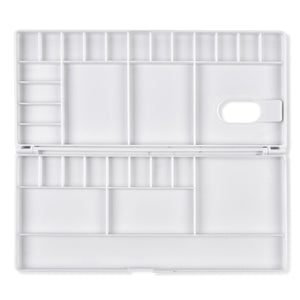 Fuumuui Watercolor Palette Folding Paint Tray Plastic Painting Pallet with 31 Compartments, Thumbhole and Brush Holders, White