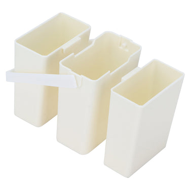 Pot de lavage de pinceaux Fuumuui : un ensemble modulaire de trois récipients en plastique crème pour nettoyer et organiser les pinceaux d'art.