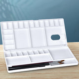 Fuumuui Watercolor Palette Folding Paint Tray Plastic Painting Pallet with 31 Compartments, Thumbhole and Brush Holders, White