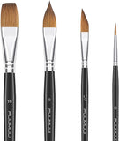 Fuumuui Sable Watercolor Brushes Professional, Fuumuui Kolinsky Sable Brush Set Variety Shapes with Flat, Detail, Dagger Stripper, Cat's Tongue Oval Wash Perfect for Watercolor Acrylic Gouache Inks Painting