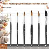 Fuumuui Sable Watercolor Brushes Professional, Fuumuui 6Pcs Kolinsky Sable Brush with Round Pointed, 1/4 & 3/8 Dagger Striper from Detail to Wide Strokes for Watercolor Acrylic Gouache Inks Painting