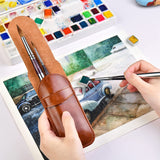 Fuumuui 3pcs Sable Travel Watercolor Brushes with Pocket