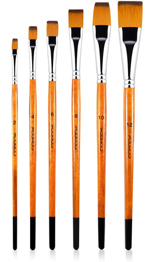 Fuumuui  6Pcs Synthetic Nylon Flat Paint Brush Set