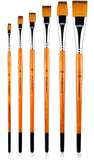 Fuumuui  6Pcs Synthetic Nylon Flat Paint Brush Set