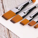 Fuumuui  6Pcs Synthetic Nylon Flat Paint Brush Set