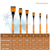 Fuumuui  6Pcs Synthetic Nylon Flat Paint Brush Set